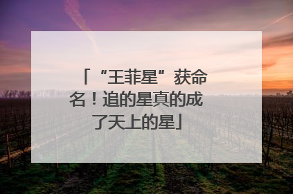 “王菲星”获命名！追的星真的成了天上的星