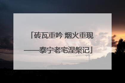 砖瓦重吟 烟火重现——泰宁老宅涅槃记