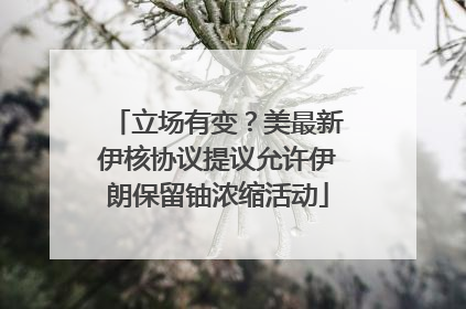 立场有变？美最新伊核协议提议允许伊朗保留铀浓缩活动