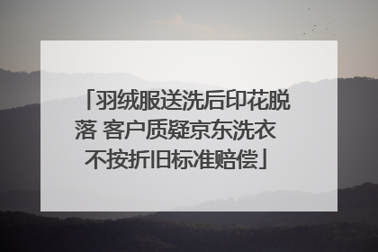 羽绒服送洗后印花脱落 客户质疑京东洗衣不按折旧标准赔偿