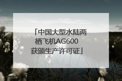 中国大型水陆两栖飞机AG600获颁生产许可证