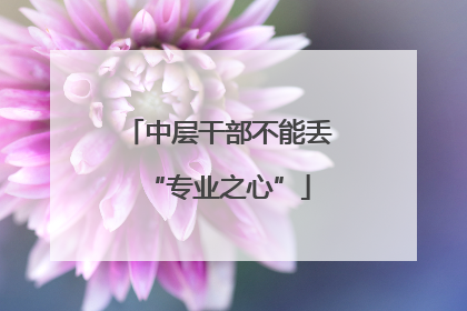 中层干部不能丢“专业之心”