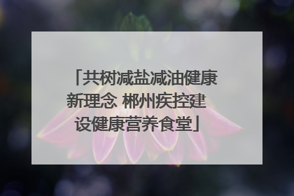共树减盐减油健康新理念 郴州疾控建设健康营养食堂