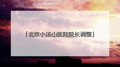 北京小汤山医院院长调整
