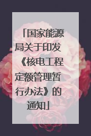国家能源局关于印发《核电工程定额管理暂行办法》的通知