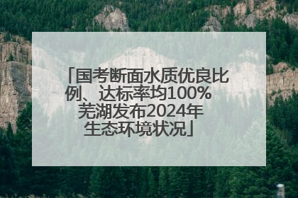 国考断面水质优良比例、达标率均100% 芜湖发布2024年生态环境状况