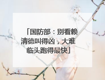 国防部：别看赖清德叫得凶，大难临头跑得最快