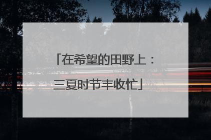 在希望的田野上：三夏时节丰收忙
