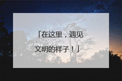 在这里，遇见文明的样子！