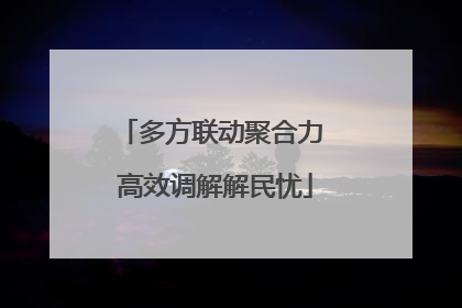 多方联动聚合力 高效调解解民忧