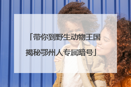 带你到野生动物王国揭秘鄂州人专属暗号