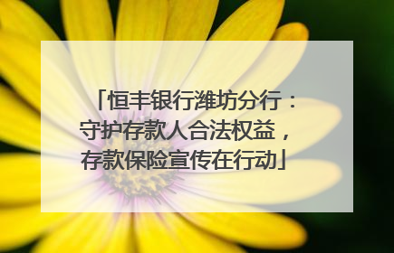 恒丰银行潍坊分行：守护存款人合法权益，存款保险宣传在行动