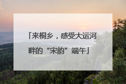 来桐乡，感受大运河畔的“宋韵”端午