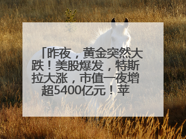 昨夜，黄金突然大跌！美股爆发，特斯拉大涨，市值一夜增超5400亿元！苹果传来大消息