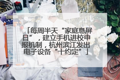 每周半天“家庭息屏日”，建立手机进校申报机制，杭州滨江发出电子设备“十约定”