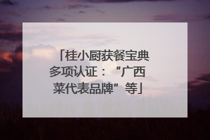 桂小厨获餐宝典多项认证：“广西菜代表品牌”等