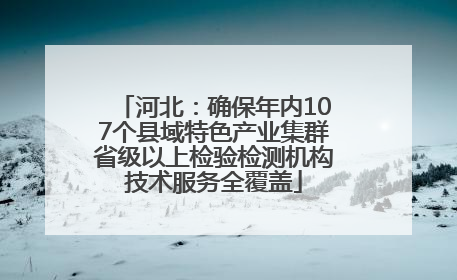 河北：确保年内107个县域特色产业集群省级以上检验检测机构技术服务全覆盖