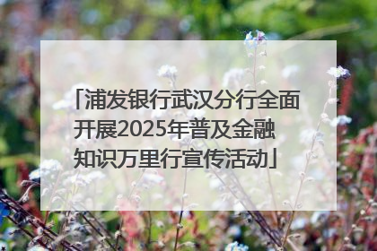 浦发银行武汉分行全面开展2025年普及金融知识万里行宣传活动