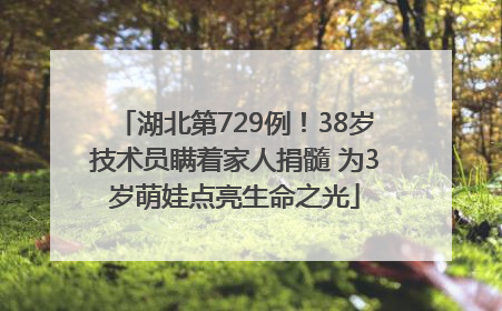 湖北第729例！38岁技术员瞒着家人捐髓 为3岁萌娃点亮生命之光