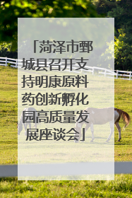 菏泽市鄄城县召开支持明康原料药创新孵化园高质量发展座谈会