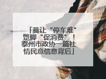 莫让“停车难”蹩脚“促消费”！泰州市政协一篇社情民意信息背后