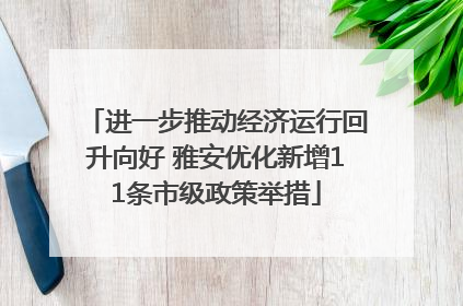 进一步推动经济运行回升向好 雅安优化新增11条市级政策举措