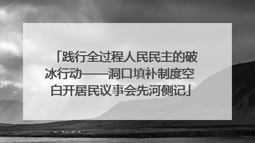 践行全过程人民民主的破冰行动——洞口填补制度空白开居民议事会先河侧记