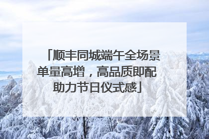 顺丰同城端午全场景单量高增，高品质即配助力节日仪式感