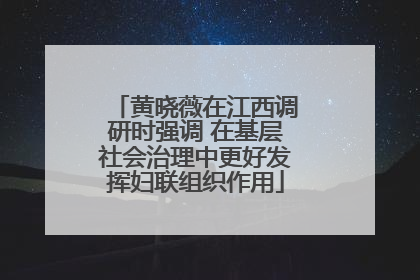 黄晓薇在江西调研时强调 在基层社会治理中更好发挥妇联组织作用