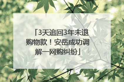 3天追回3年未退购物款！安岳成功调解一网购纠纷